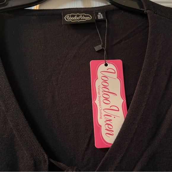 Voodoo Vixen Black Tie Ruffle Cardigan NWT Black XL - Picture 4 of 5